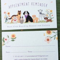 Hunt Club Boarding Kennel & Cattery - This is a view of the front and back of their Appointment Reminder Card. Photo taken September 4, 2026.