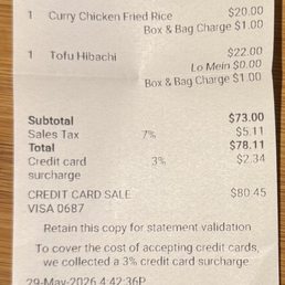 My take out order