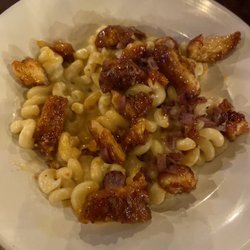 Time Out Sports Bar and Grille - Bourbon bbq chicken Mac and cheese (I think it was called) $12.99 I believe we paid