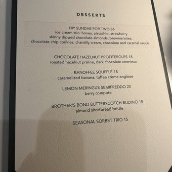 Swan - Dessert Menu - Modern European Near Me - Miami, Florida