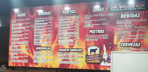 Menu photo 6 Ta'Carbon Mexican Grill Glendale, AZ