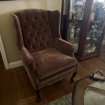 Frontier Furniture MFG. - Reupholstered pair of hand tufted wing chairs for customer from Long Beach - Furniture Reupholstery Near Me - Chino, California Frontier Furniture MFG. - Reupholstered pair of hand tufted wing chairs for customer from Long Beach - Furniture Reupholstery Near Me - Chino, California