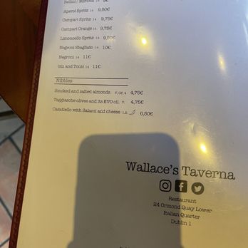 Wallace's Taverna - Menu - Italian Near Me - Dublin, D