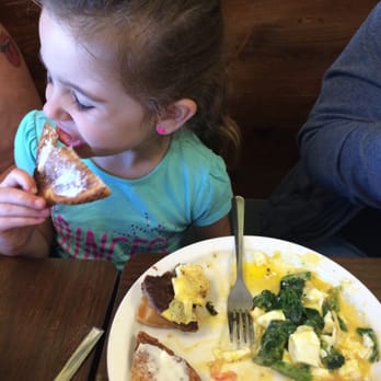 Chat n Chew Cafe - My daughter devouring her half of the veggie eggs beni - American Near Me - Blakeslee, Pennsylvania