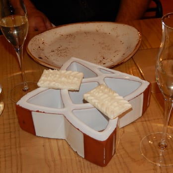 Disfrutar - Smoked Idiazabal Cheese Biscuit with Apple - Modern European Near Me - Barcelona, B Disfrutar - Smoked Idiazabal Cheese Biscuit with Apple - Modern European Near Me - Barcelona, B