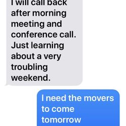 Blues City Moving - This was Monday, May 20th, two days after they were suppose to move our furniture.