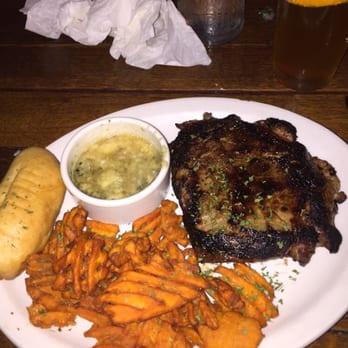 Henry's Fine Edibles - Ribeye cooked "Pittsburgh style" w/ sweet potato fries and blue cheese dipping sauce - Seafood Near Me - Albany, Georgia Henry's Fine Edibles - Ribeye cooked "Pittsburgh style" w/ sweet potato fries and blue cheese dipping sauce - Seafood Near Me - Albany, Georgia
