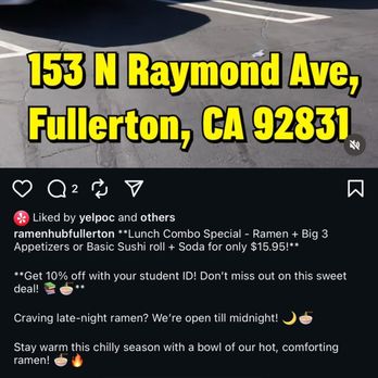 Ramen Hub & Sushi - Fullerton - Advertised as "best pre-game spot in OC" - Ramen Near Me - Fullerton, California Ramen Hub & Sushi - Fullerton - Advertised as "best pre-game spot in OC" - Ramen Near Me - Fullerton, California