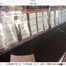List of flavors at Savoia.  The gelato is not visible behind the counter.