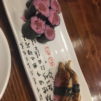 Kansai - Tekka maki and unagi nigiri (there's a description about the color of their sushi rice...still don't think it's supposed to be THAT pink) - Sushi Bars Near Me - Concord, California