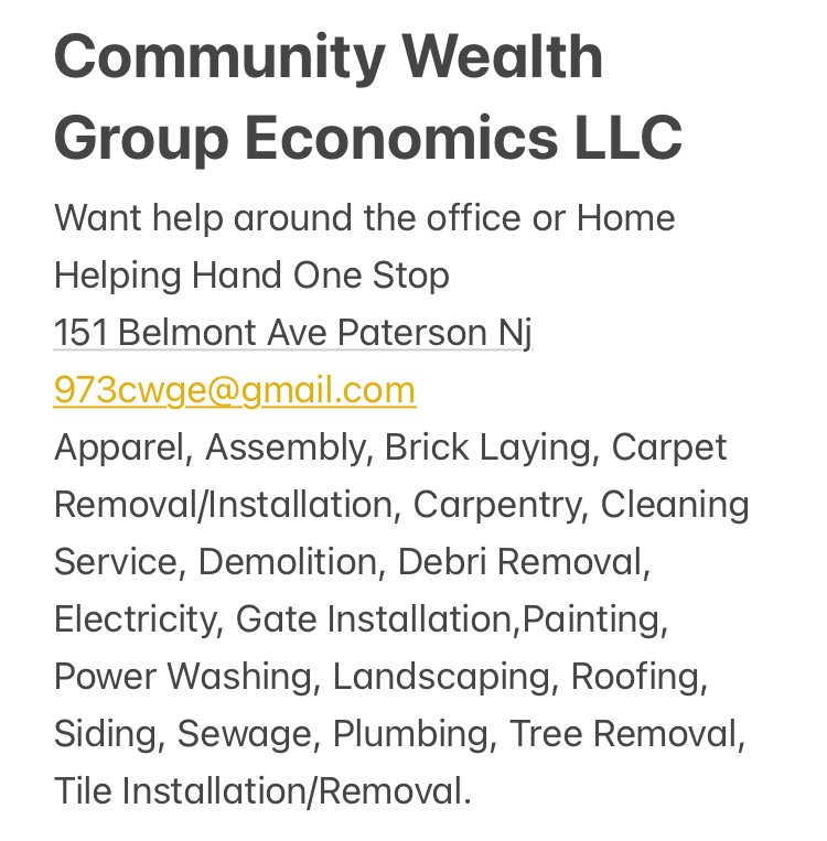 Slide of Community Wealth Group Economics