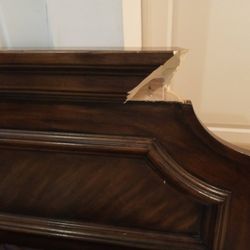 Unique Customization & Repair - Corner of headboard shattered before repair