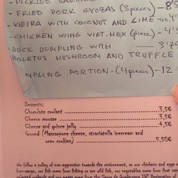 La Berenjena - Menu 2 with specials on post it - Tapas Bars Near Me - Madrid, M