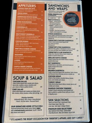 Menu photo 2 Tirebiters Peanut Pub Osage Beach, MO