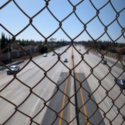 The 91 Freeway - View from the bridge on the Los Angeles/Orange County border