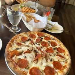 Pepperoni and mushroom pizza for the hubs. He loved it - said it rivaled our favorite east coast pizza!!