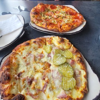 Slyce - St Pete Beach - Half pear gorgonzolla and half cuban. Slyce special. Individual sized. - Pizza Near Me - St. Pete Beach, Florida