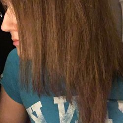 Beauty Brands - This is the cut I have. There is like, a straight edge near my face, then it gets long and has layers in the back. It's a mess