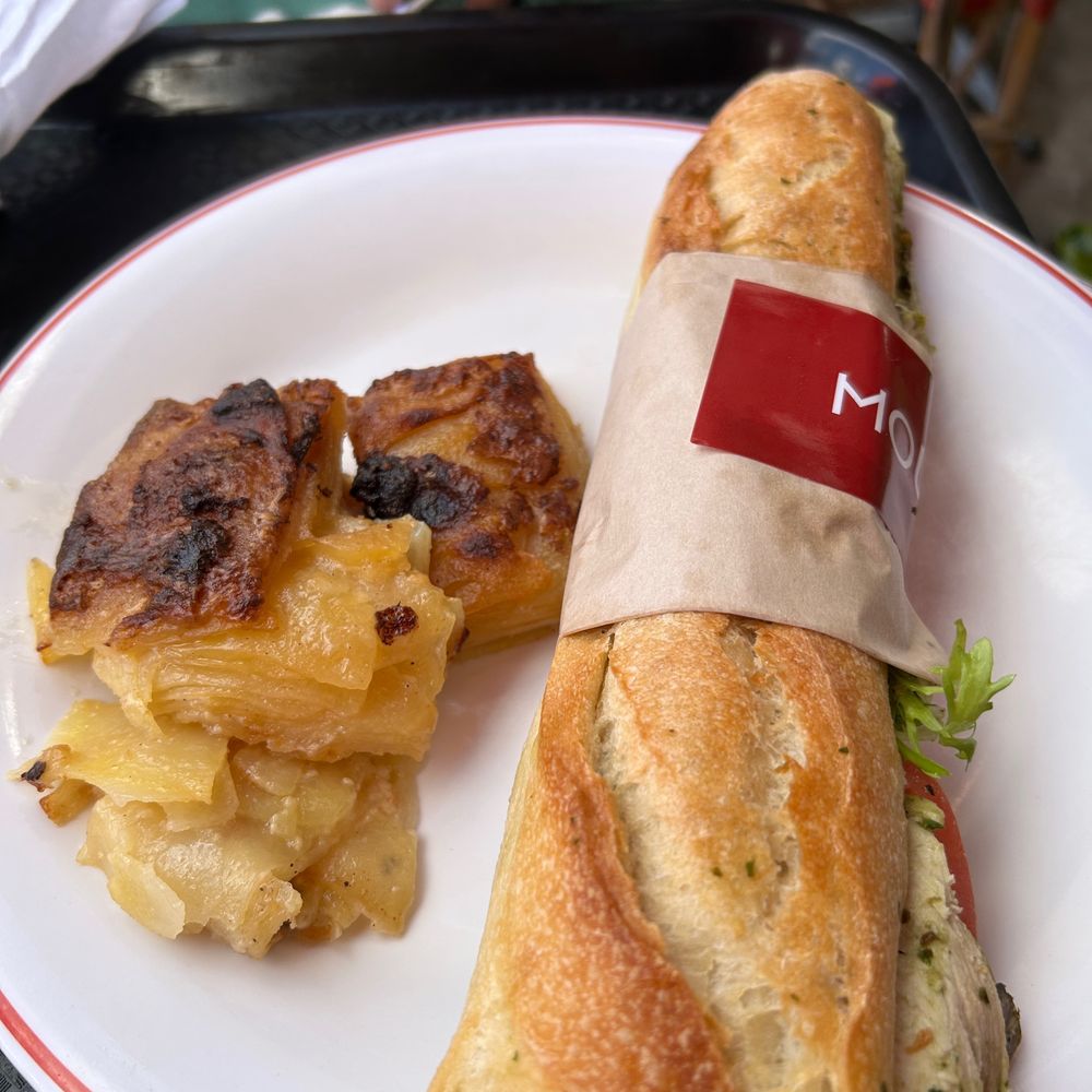 Moulin - Chicken pesto sandwich and potato gratin - Bakeries Near Me - Newport Beach, California Moulin - Chicken pesto sandwich and potato gratin - Bakeries Near Me - Newport Beach, California