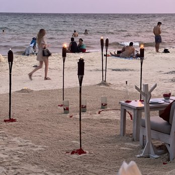 INTI Beach - Some couples romantic dinner the restaurant set up! - Peruvian Near Me - Playa del Carmen, ROO