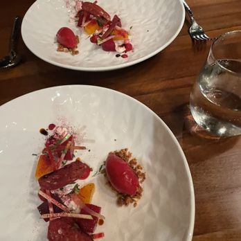 Partage - Beet salad with goat's cheese, green apple, and beet sorbet - French Near Me - Las Vegas, Nevada