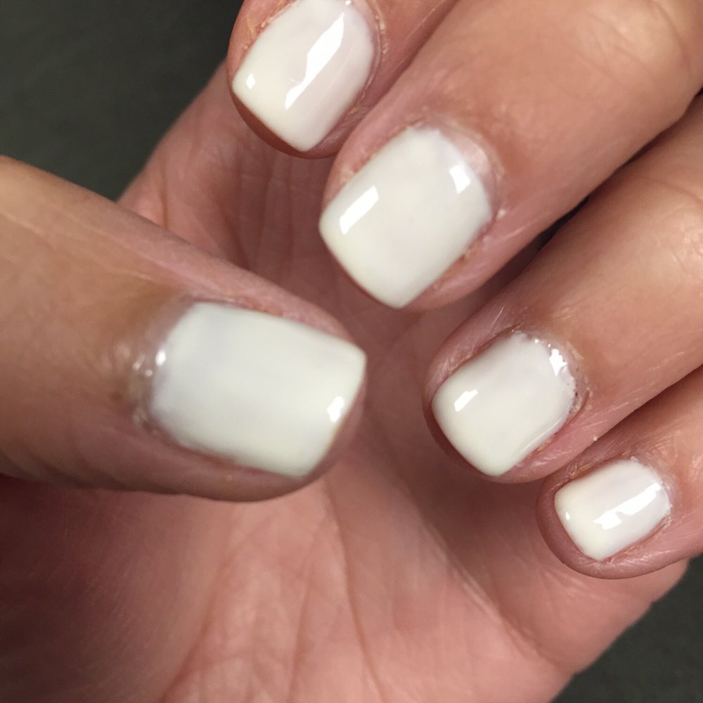 Queen Nails - White shellac left hand. Could have done it better myself! - Waxing Near Me - Salem, Oregon Queen Nails - White shellac left hand. Could have done it better myself! - Waxing Near Me - Salem, Oregon