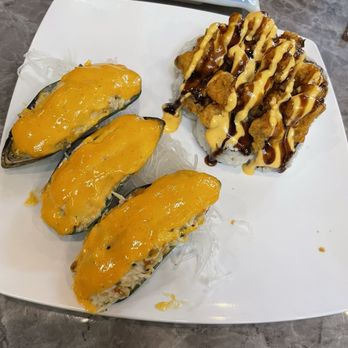 A Sushi and Grill - 14. Baked Mussels 92. Popcorn Lobster Roll - Sushi Bars Near Me - Tempe, Arizona