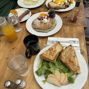 Sam's Log Cabin - Grilled cheese (with ham and egg), blackberry almond pancakes, eggs and potatoes, eggs with grits. All great - Breakfast & Brunch Near Me - Albany, California Sam's Log Cabin - Grilled cheese (with ham and egg), blackberry almond pancakes, eggs and potatoes, eggs with grits. All great - Breakfast & Brunch Near Me - Albany, California