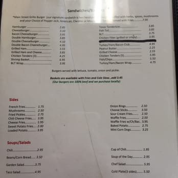 Mel's Main Street Grille - Menu 3/2016 - American Near Me - Peebles, Ohio Mel's Main Street Grille - Menu 3/2016 - American Near Me - Peebles, Ohio