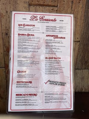 Menu photo 1 La Corriente Cevichería Nais Tijuana, BCN