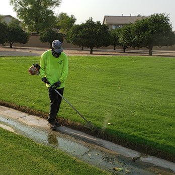 ELS Landscape - a man using a weeder to weed a lawn - Landscaping Near Me - Phoenix, Arizona