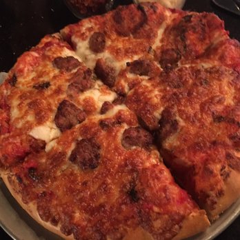The Pan - Deep dish sausage and green pepper pizza. - Pizza Near Me - Long Beach, California The Pan - Deep dish sausage and green pepper pizza. - Pizza Near Me - Long Beach, California