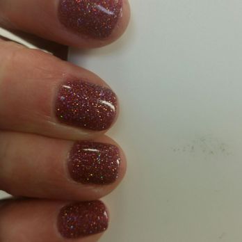Royal Nail Spa - My dip powder manicure. Love the base color and sparkles. - Nail Salons Near Me - Geneva, Illinois