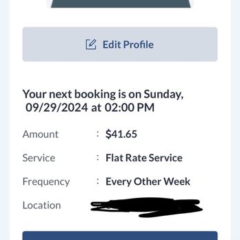 Bellingham Cleaners - Picture of cancelled service, but still showing on booking. - Home Cleaning Near Me