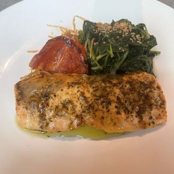 Oxford Exchange - Perfectly cooked salmon with fresh spinach & tomato - Bookstores Near Me - Tampa, Florida Oxford Exchange - Perfectly cooked salmon with fresh spinach & tomato - Bookstores Near Me - Tampa, Florida