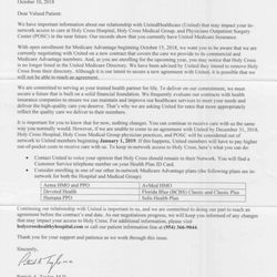 United Healthcare - My Hospital letting me know they will no longer accept United Health Care