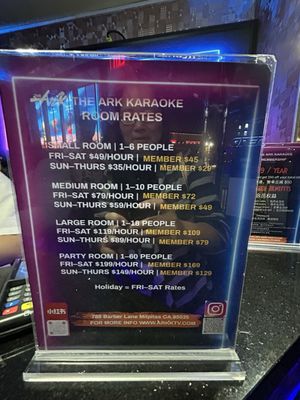 Menu photo 1 The Ark Karaoke Milpitas, CA