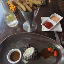 Marinated Filet Mignon with truffle fries Marinated Filet Mignon with truffle fries