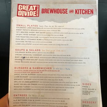 Great Divide Brewhouse and Kitchen - Food Menu - Brewpubs Near Me - Denver, Colorado