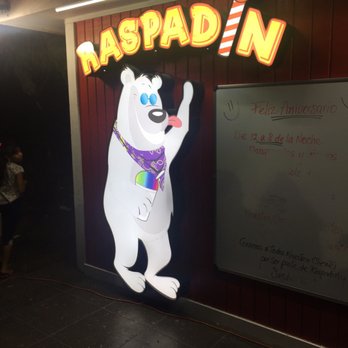 Raspadin - a polar bear in front of a sign that says raspadin - Shaved Ice Near Me - McAllen, Texas