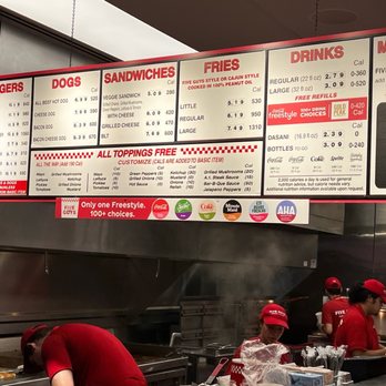 Five Guys - Menu and kitchen area - Burgers Near Me - Miami, Florida Five Guys - Menu and kitchen area - Burgers Near Me - Miami, Florida