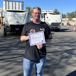American Tech Trucking School - Me with my Completion Certificate.