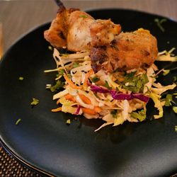 Fourk Kitchen - Lincoln - June 2023 TWO: Thai Green Curry Wings - Peanut Sauce - Slaw