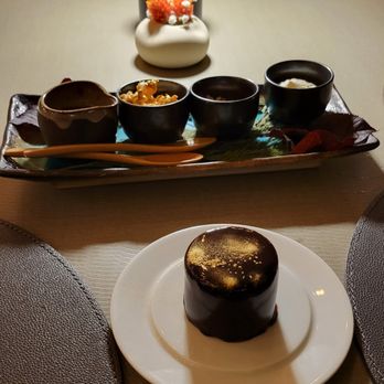 Aubergine - Dessert part deux, triple chocolate thing with gold dust - New American Near Me - Carmel, California