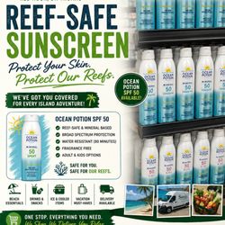 Sami’s Fresh Mart - Reef-safe sunscreen and beach essentials available at Sami's Fresh Mart for your St. Thomas adventures.