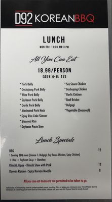 Menu photo 5 D 92 Korean BBQ Athens, GA