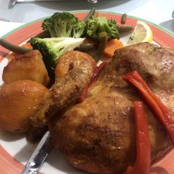 Terra Nostra Restaurant - Delicious half chicken with Portuguese stuffing, potatoes and veggies.  So good!