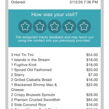 Hot Tin Roof - receipt - Seafood Near Me - Key West, Florida Hot Tin Roof - receipt - Seafood Near Me - Key West, Florida
