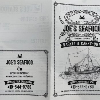 Joe's Seafood - Outside of menu - Restaurants Near Me - Severna Park, Maryland