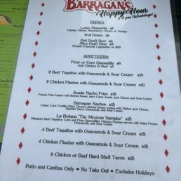 Happy hour menu